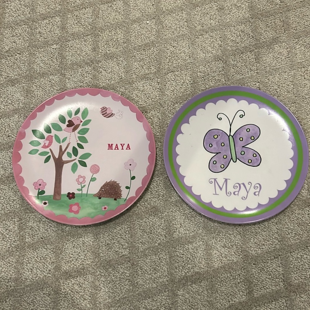 2 MAYA personalized pottery barn plates sold together